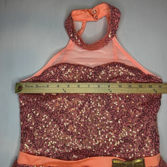 Revolution Dance Costume CORAL Sequins XL Child Solo Lyrical Figure Ice Skate - Picture 13 of 15